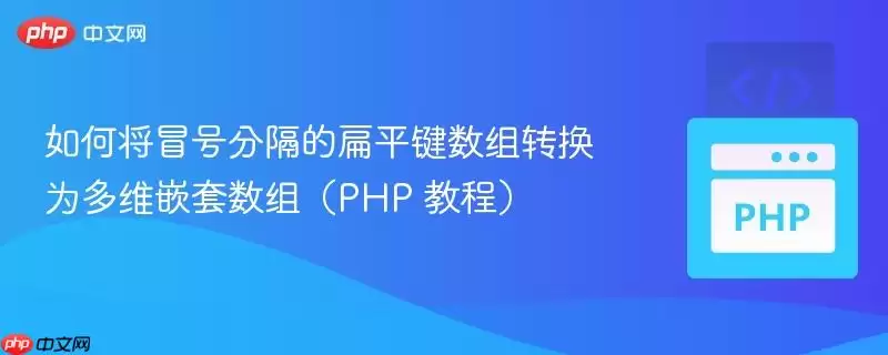 如何将冒号分隔的扁平键数组转换为多维嵌套数组（PHP 教程）