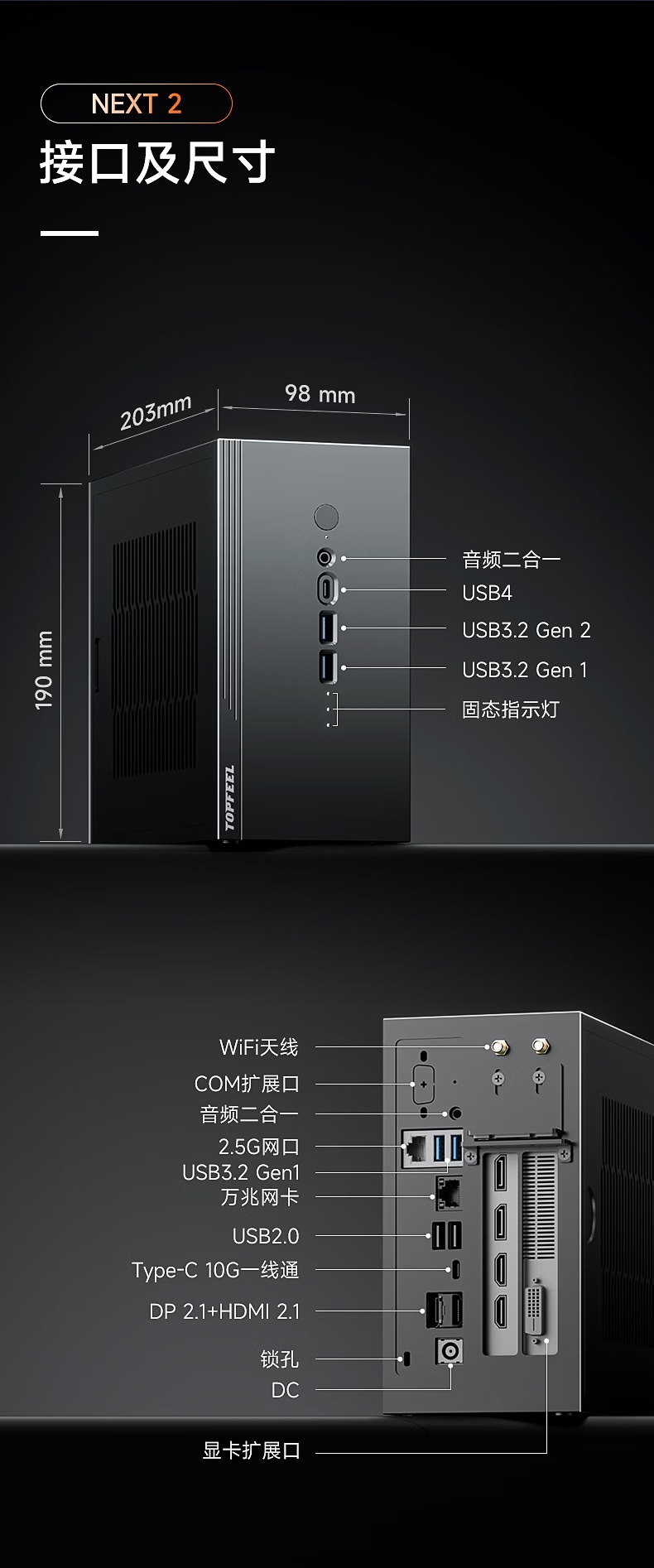 极夜 Next 2 迷你主机发售：R7 H255 准系统 2999 元，支持独显 + 双网口
