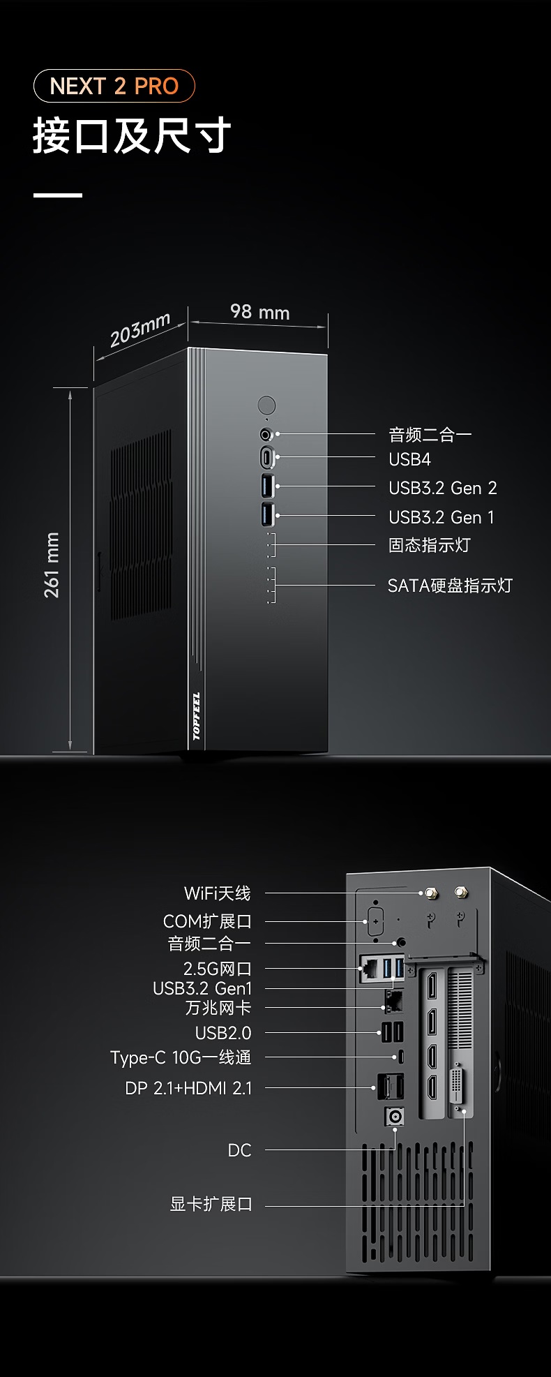极夜 Next 2 迷你主机发售：R7 H255 准系统 2999 元，支持独显 + 双网口