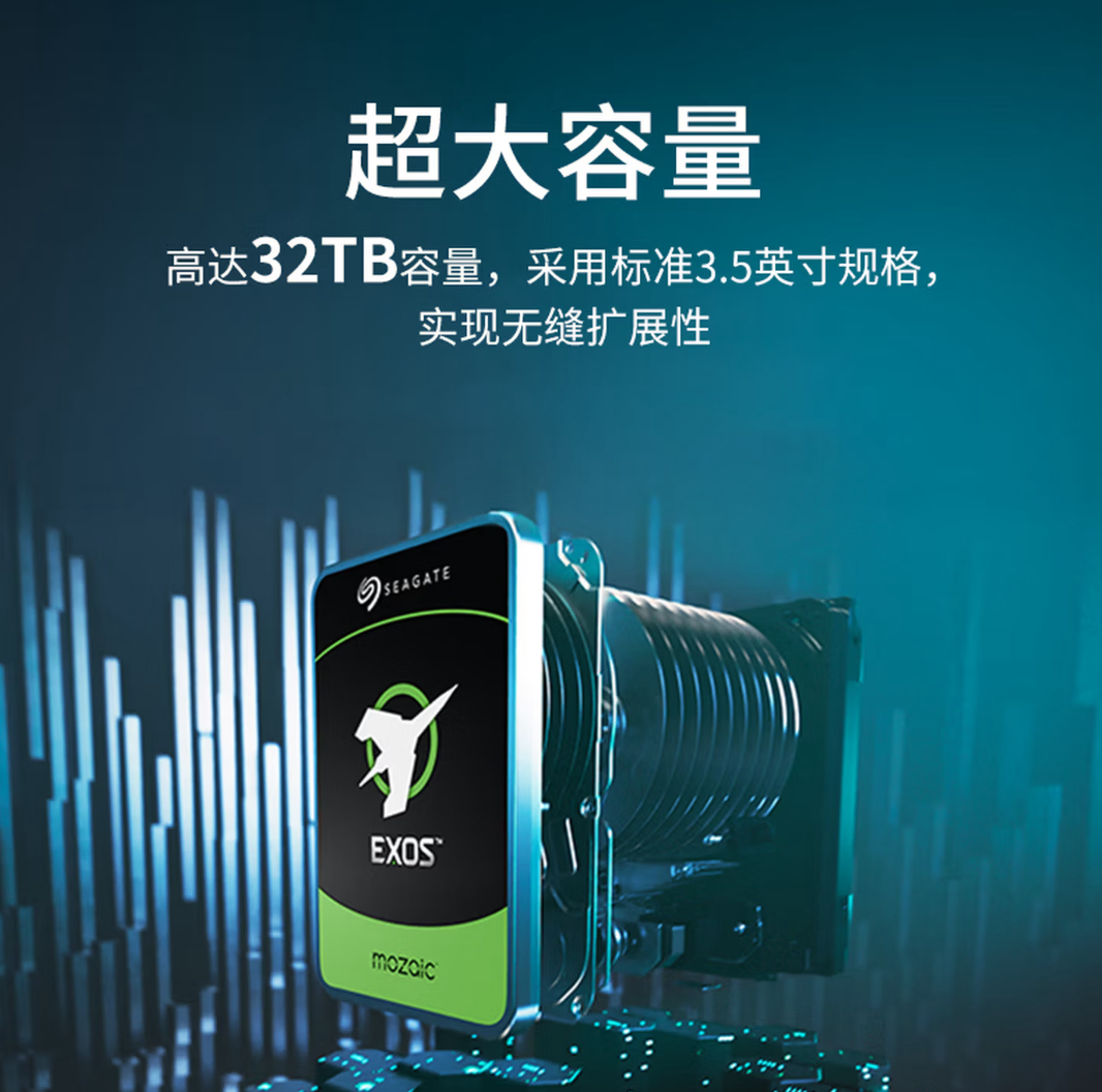 希捷银河 Exos 企业级 32TB CMR 机械硬盘开售，12999 元