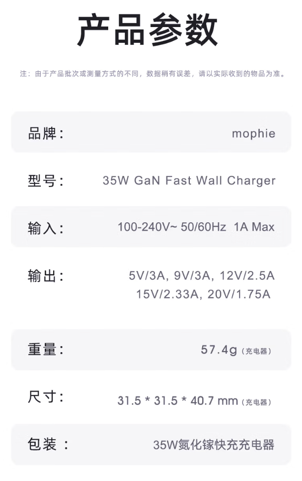 mophie 推出 35W 氮化镓单 USB-C 充电头：圆润外形、可折叠插脚，89 元
