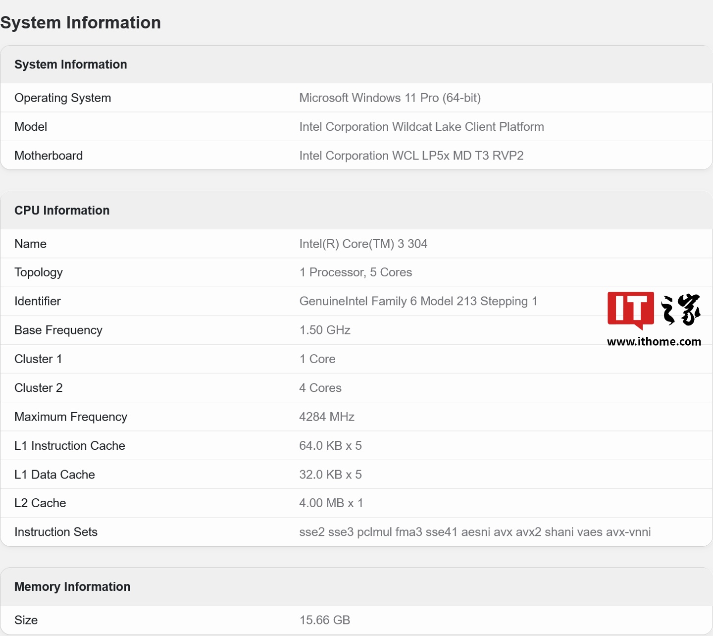 1+4核，英特尔酷睿3 304处理器现身基准测试