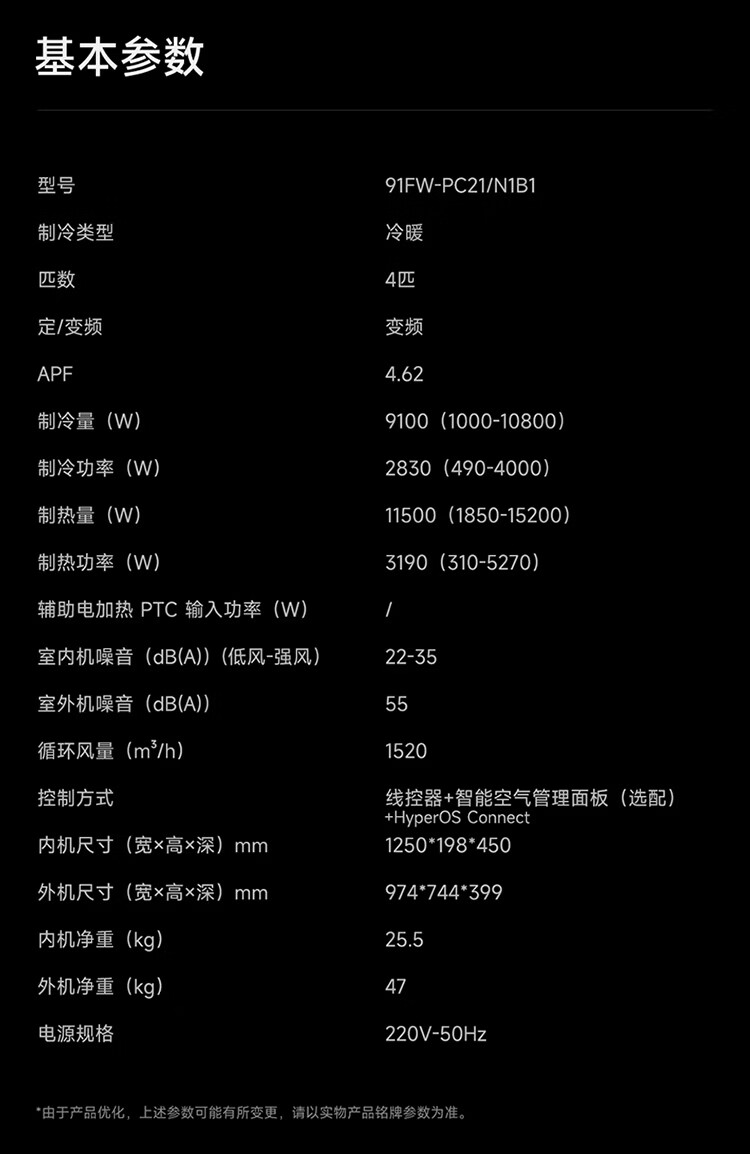 小米米家中央空调人感风风管机大 4 匹开售：可变上下双出风，8999 元