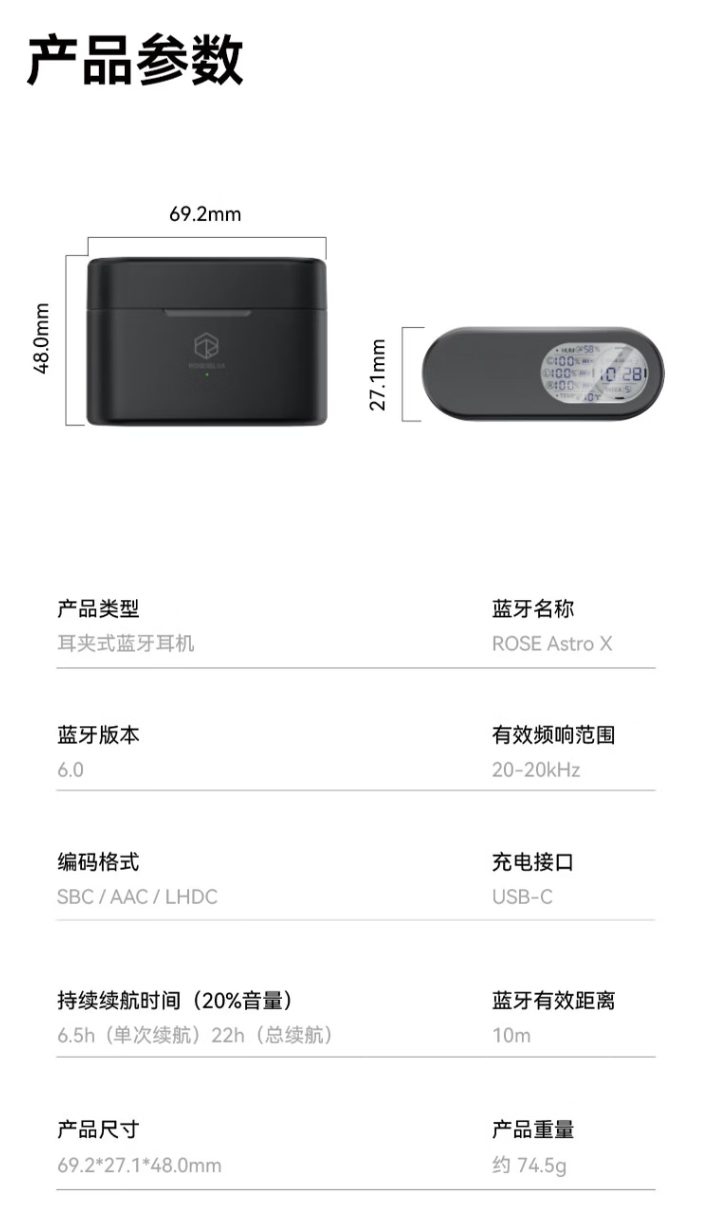 弱水时砂推出阿斯特 ASTRO X 耳夹式耳机：充电盒带数显屏、支持 LHDC 5.0，459 元