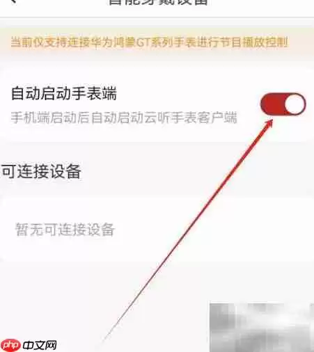 手机云听如何自动启动手表