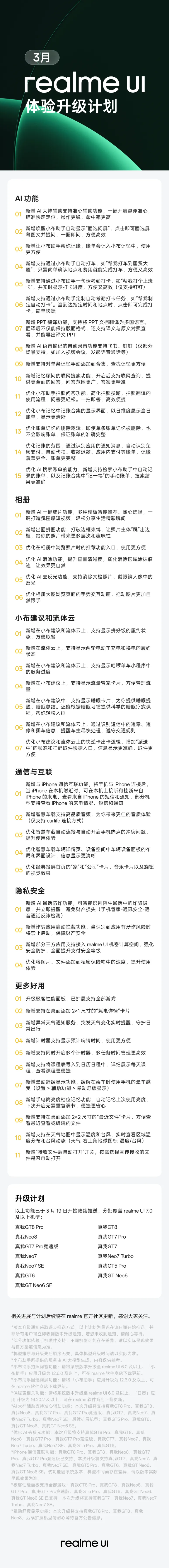 realme UI 三月体验升级陆续推送：新增 iPhone 通信互联等功能，适配真我 GT8 Pro 等机型