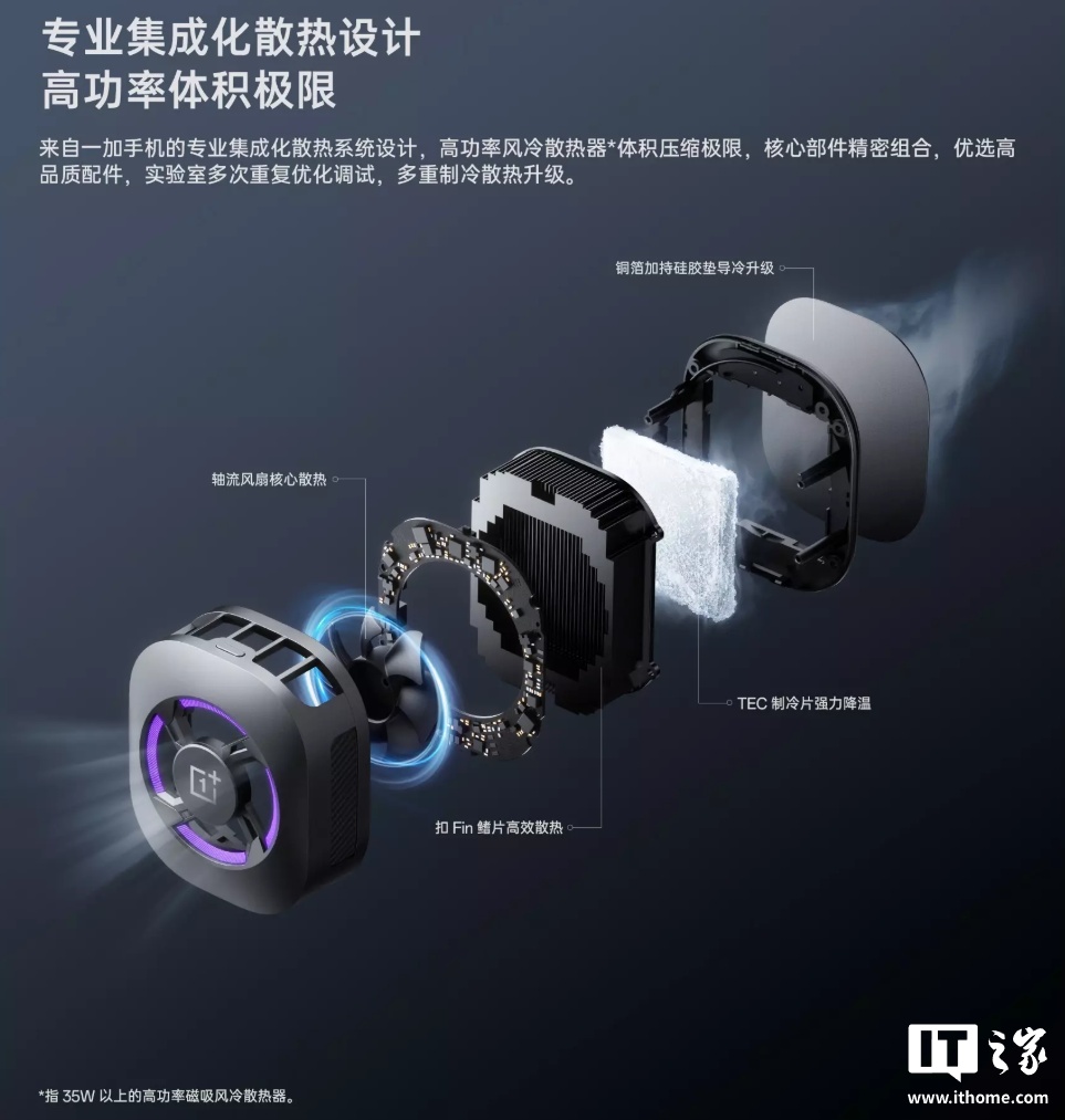 一加 40W 超级冰点磁吸散热器发布：上下出风设计、支持 ColorOS X 模式，229 元