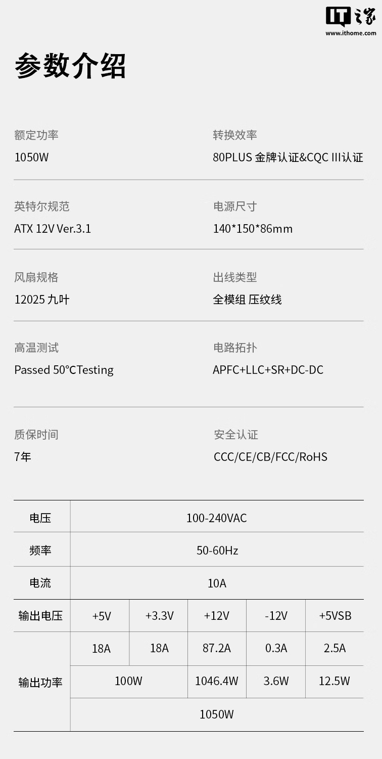 金河田推出 Nexus Gold Ultra 金牌认证电源：附黑紫撞色镀锡铜压纹线，提供 750-1050W 版本，549 元起