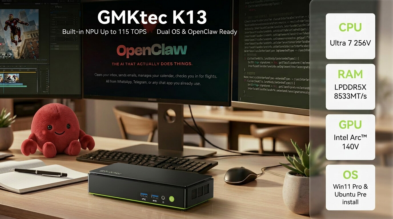 极摩客为NucBox K13迷你主机更新Windows+Ubuntu双系统支持、OpenClaw预装