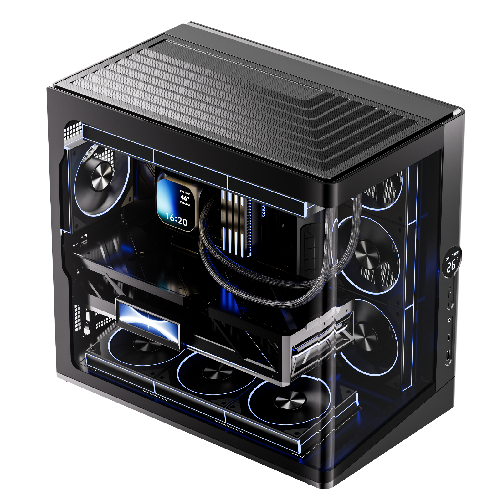 爱国者推出星璨辰 Air 机箱：一体式海景房曲面设计、配 LED 数显屏，449 元