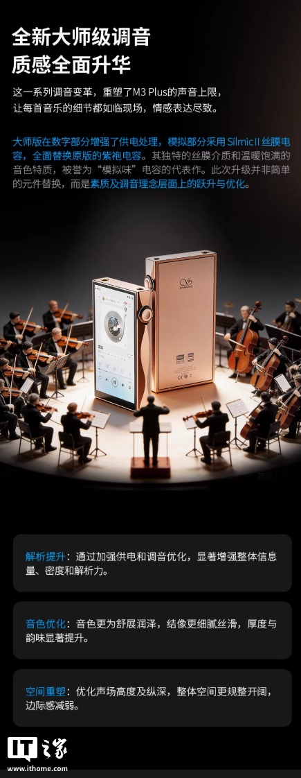 山灵 M3 Plus Master 播放器发售：4*CS43198 DAC 矩阵，2998元