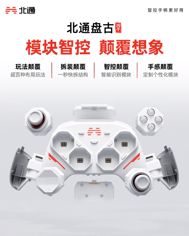 北通推出盘古模块化手柄：支持更换摇杆 / 握把 / 振动马达 / 肩键 / 背键等，499 元起