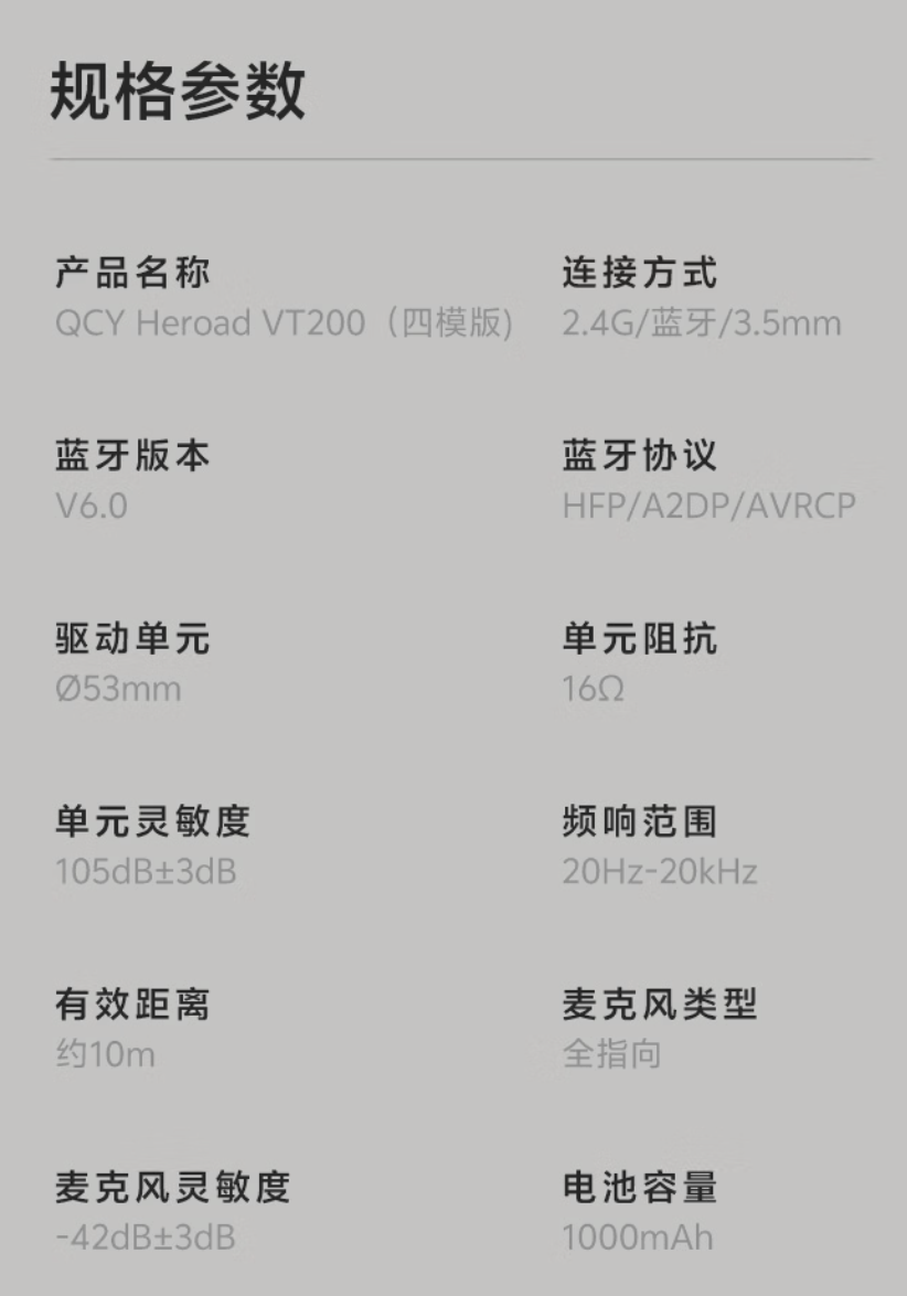 QCY 推出 VT200 头戴式游戏耳机：7.1 环绕音效、53mm 动圈，229 元