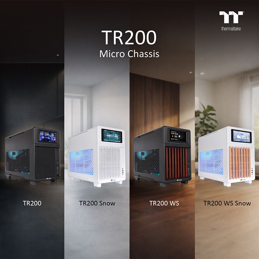 曜越推出 TR200 系列机箱：配 5.25 英寸扩展位可选装正面彩屏，提供黑白双色 / 实木格栅