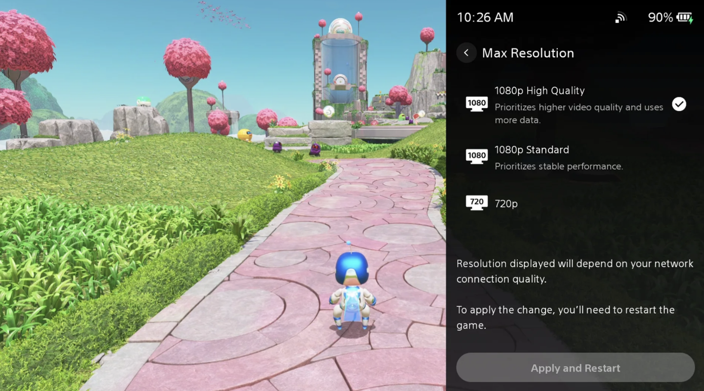 索尼为 PlayStation Portal 串流掌机新增 1080p 高画质云游戏模式，同步改进界面交互