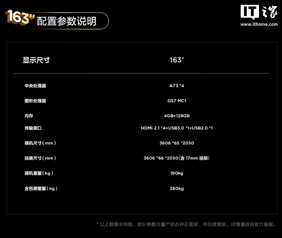 TCL Max163M / Pro 旗舰 163 英寸 Micro LED 巨幕电视发布，249999 元起