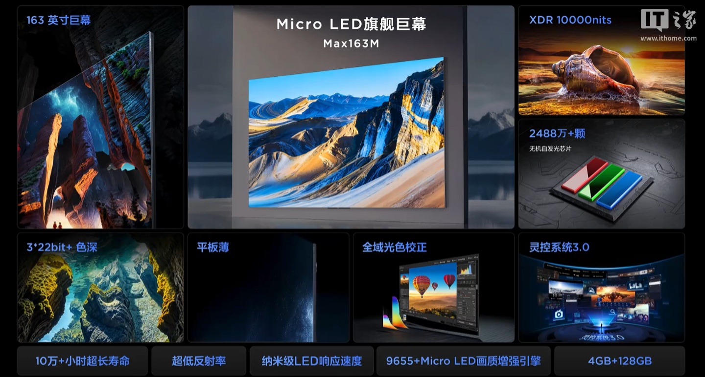 TCL Max163M / Pro 旗舰 163 英寸 Micro LED 巨幕电视发布，249999 元起