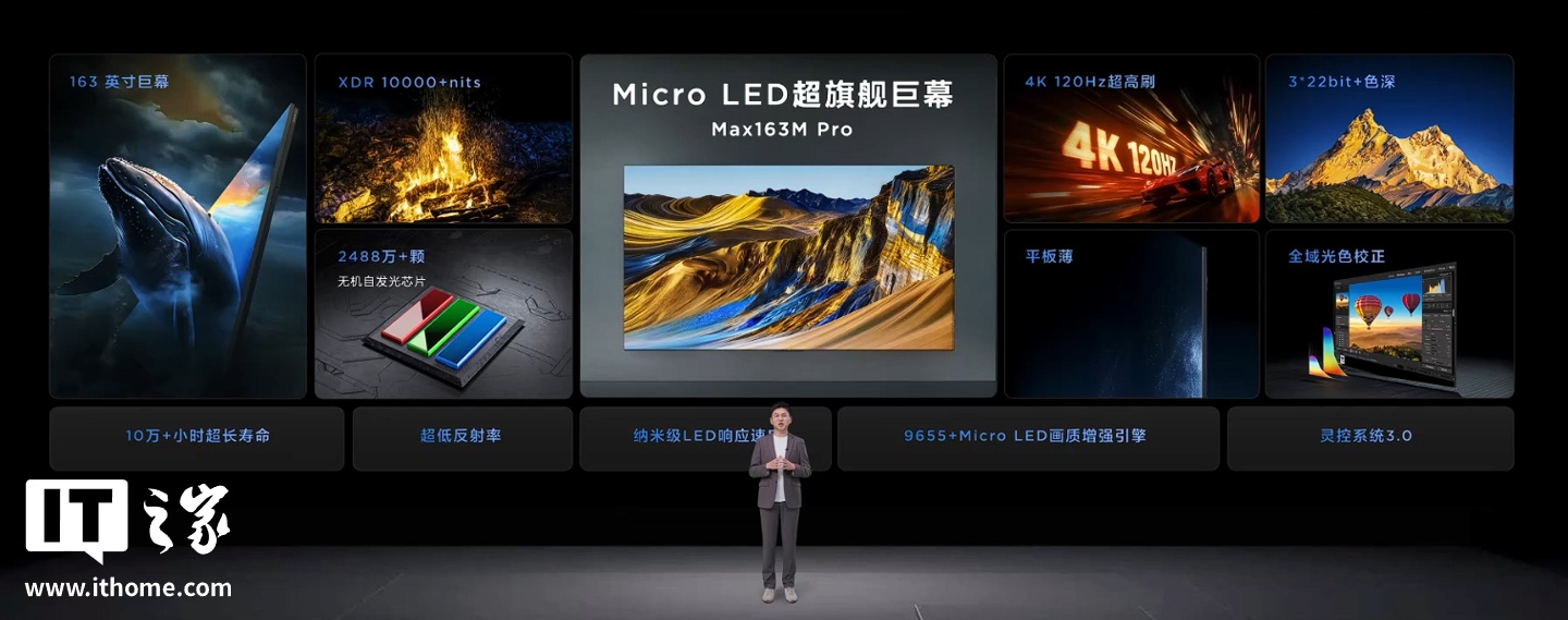 TCL Max163M / Pro 旗舰 163 英寸 Micro LED 巨幕电视发布，249999 元起
