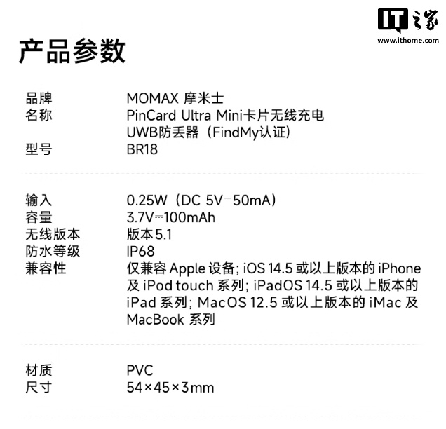 摩米士推出 UWB 防丢器：80dB 音量、3mm 厚度，198 元