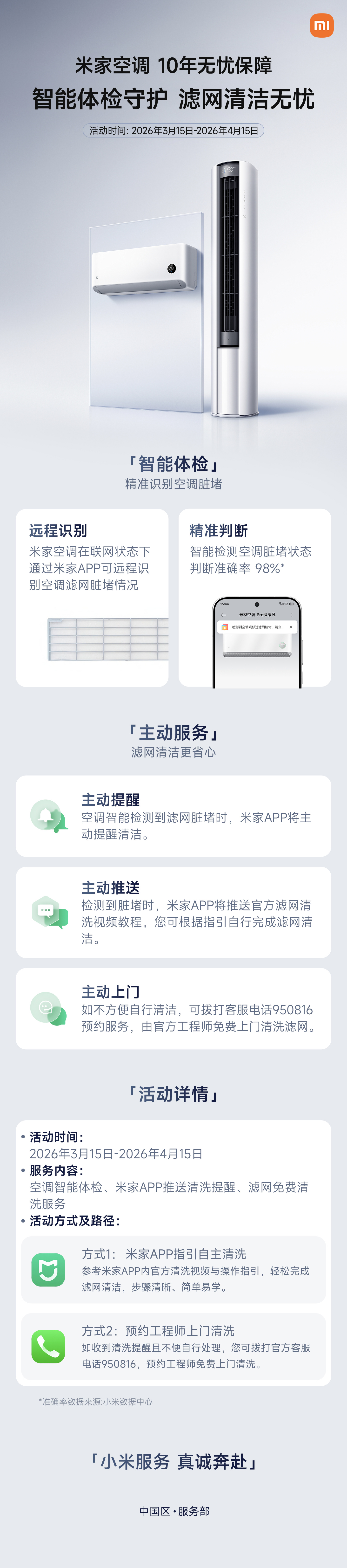 小米宣布米家空调智能体检上线，滤网脏堵空调自己会提醒