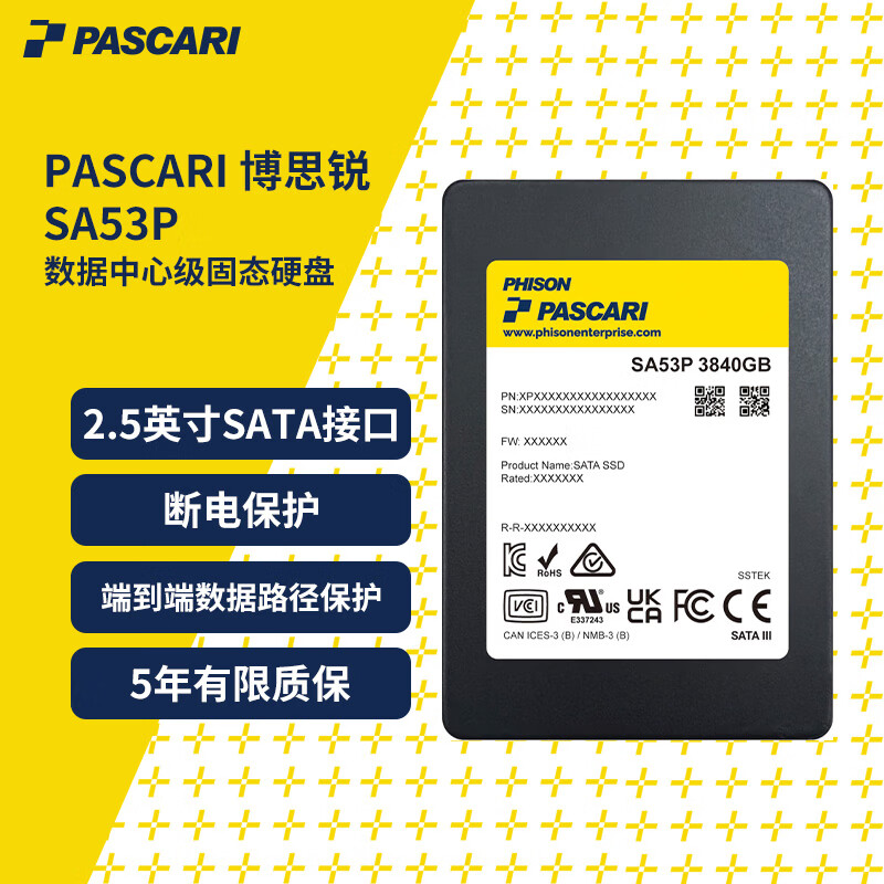 群联数据中心级 SATA 固态硬盘 SA53P 上架，搭载国产 3D TLC NAND 闪存