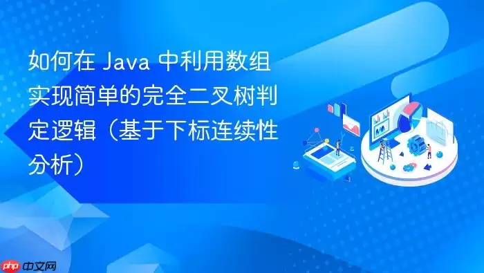 如何在 Ja va 中利用数组实现简单的完全二叉树判定逻辑（基于下标连续性分析）