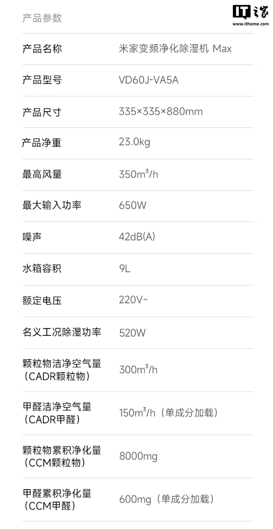 3799 元，小米米家变频净化除湿机 Max 首销