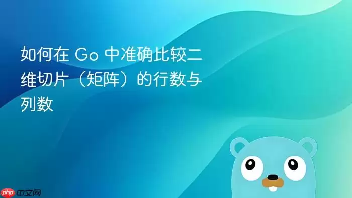 如何在 Go 中准确比较二维切片（矩阵）的行数与列数