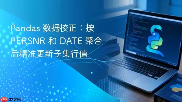 Pandas 数据校正：按 PERSNR 和 DATE 聚合后精准更新子集行值