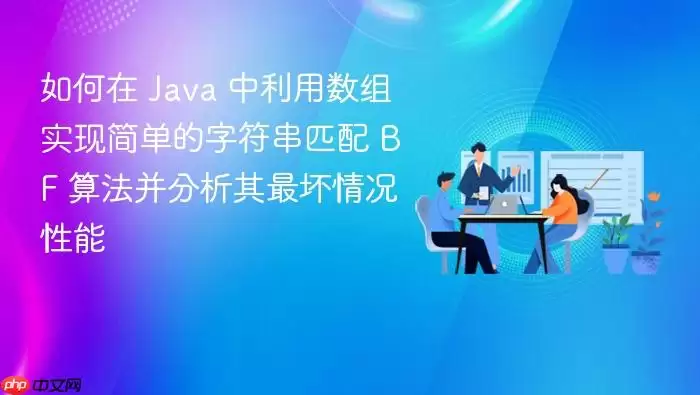 如何在 Java 中利用数组实现简单的字符串匹配 BF 算法并分析其最坏情况性能