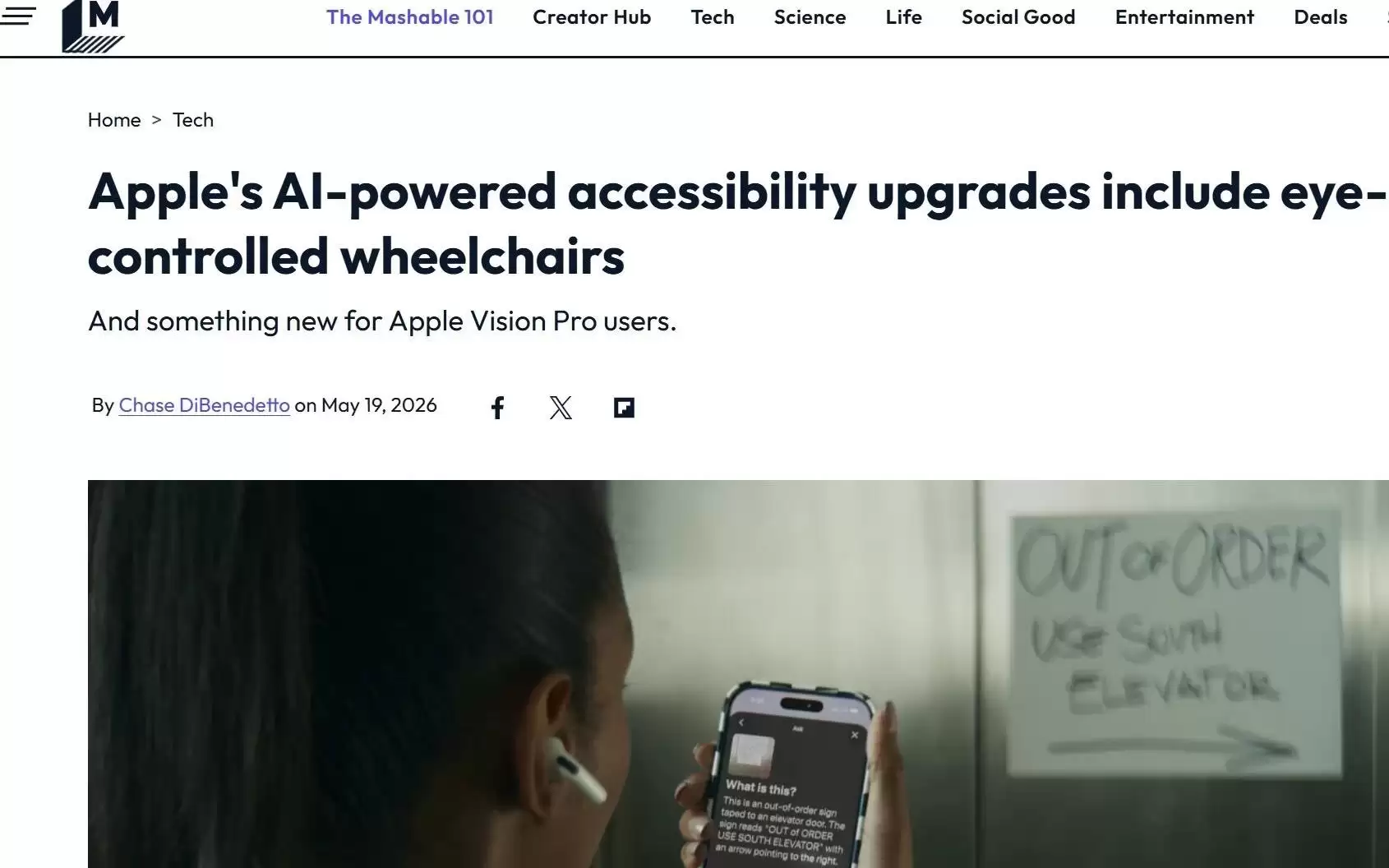 苹果借Apple Intelligence重塑辅助功能：含Vision Pro眼控轮椅、实时字幕等