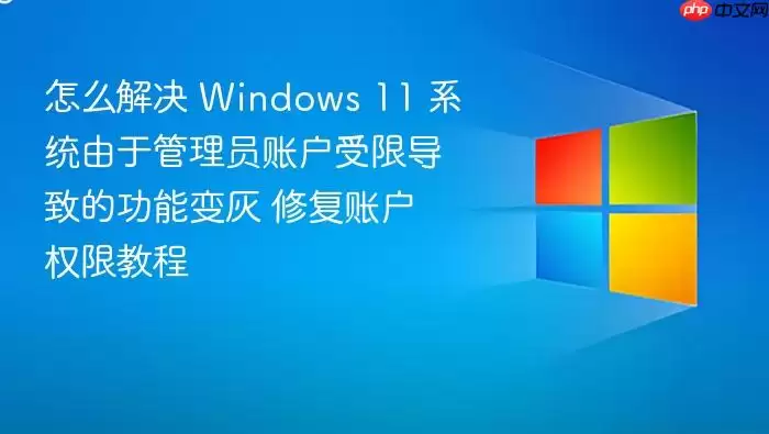 怎么解决 Windows 11 系统由于管理员账户受限导致的功能变灰 修复账户权限教程