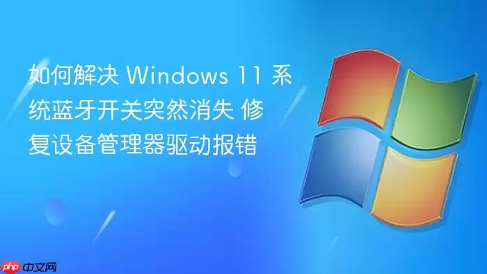 如何解决 Windows 11 系统蓝牙开关突然消失 修复设备管理器驱动报错