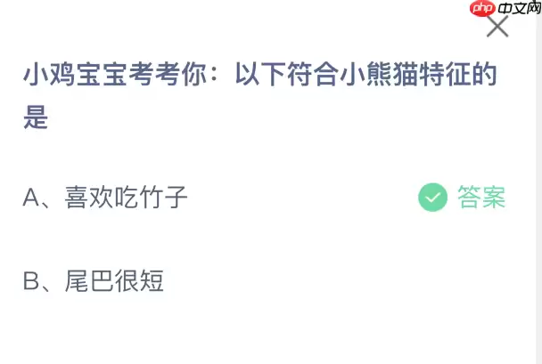 小鸡宝宝考考你:以下符合小熊猫特征的是