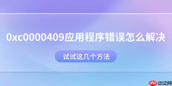 0xc0000409应用程序错误怎么解决?试试这几个方法