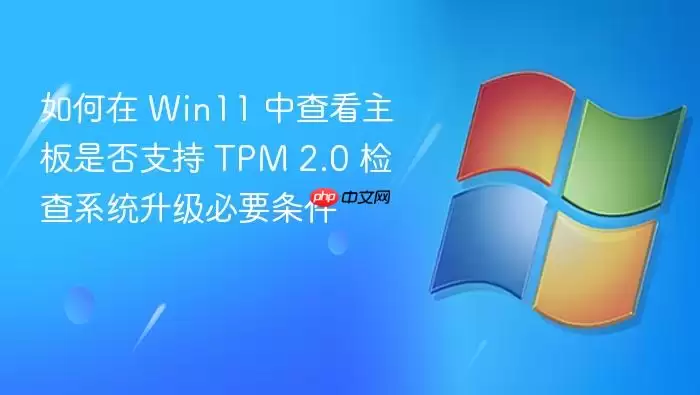 如何在 Win11 中查看主板是否支持 TPM 2.0 检查系统升级必要条件