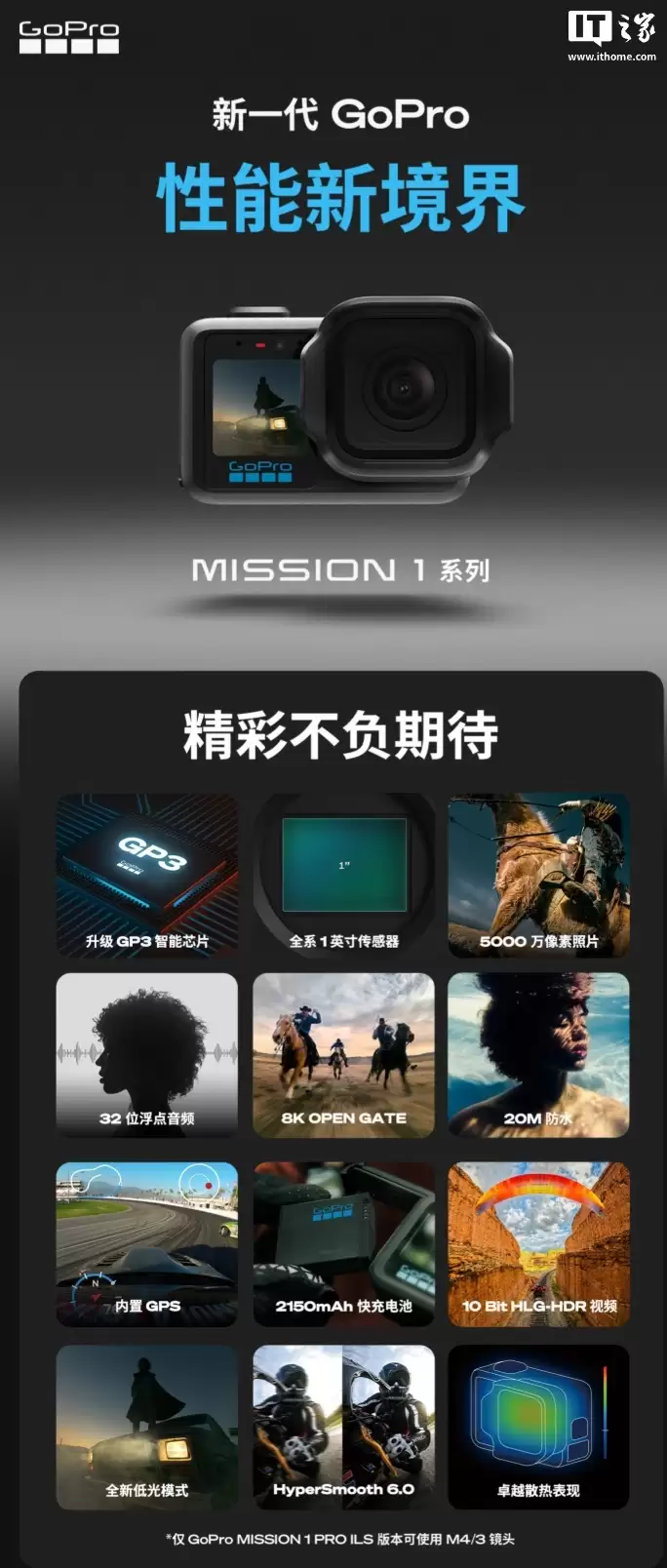 GoPro Mission 1系列运动相机开启预约:5000万像素1英寸CMOS,4698元起