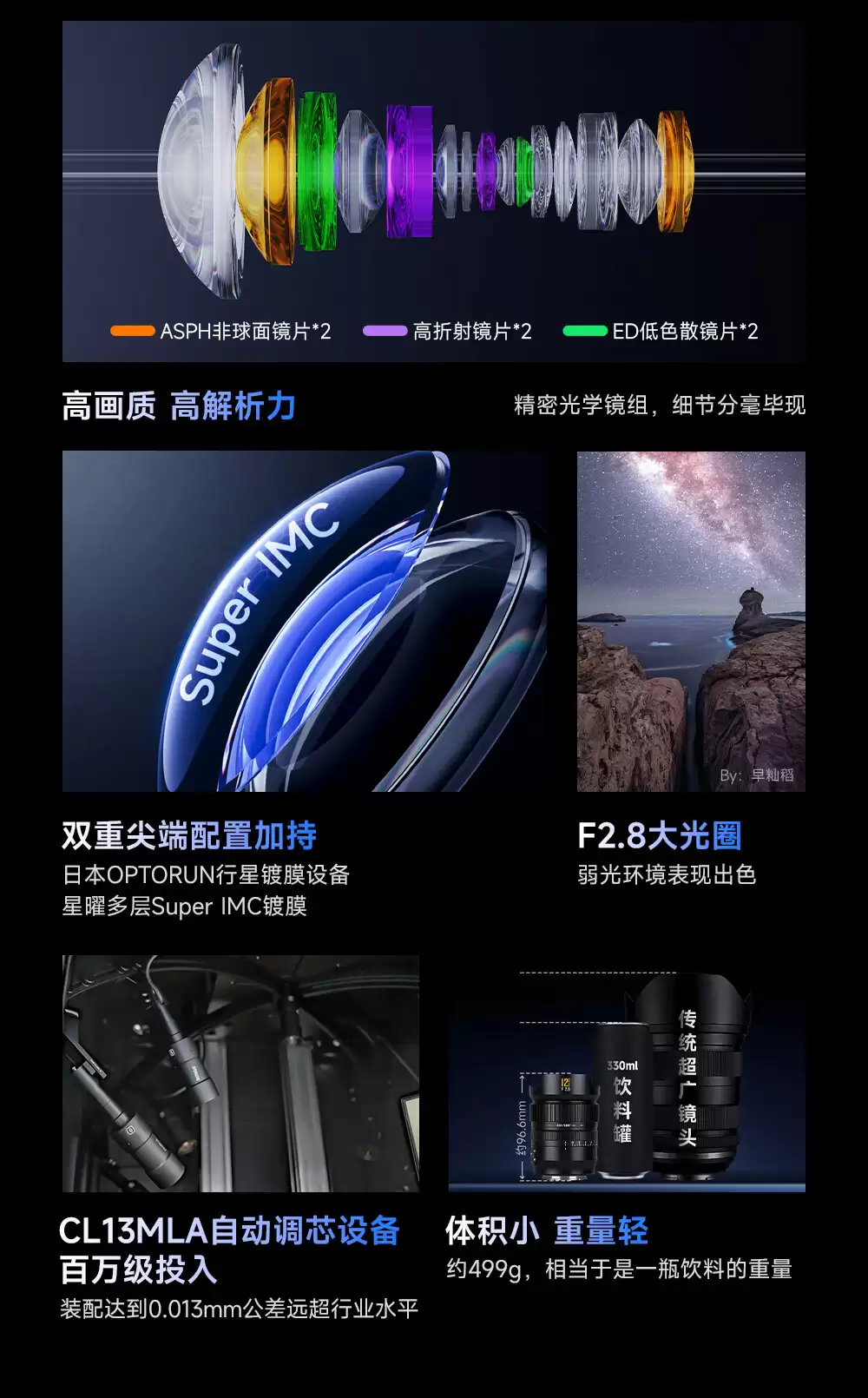 星曜光学发布 AF 12mm F2.8 超广角全画幅相机镜头: E / Z 卡口,首发 3999 元