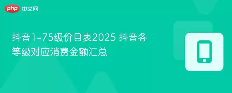 抖音1-75级价目表2025 抖音各等级对应消费金额汇总