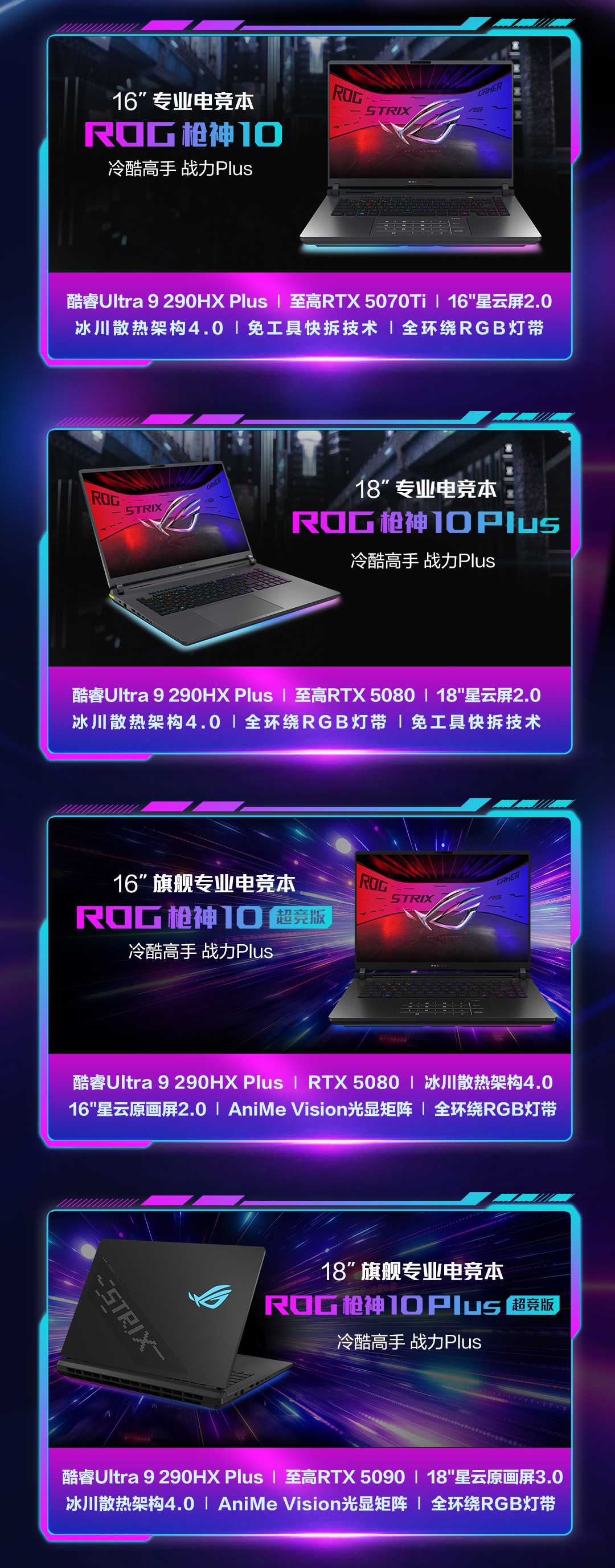 华硕 ROG 枪神 / 魔霸 / 魔霸新锐 2026 游戏本开启预约,共 8 大产品系列