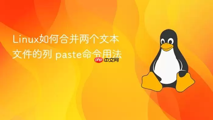 linux如何合并两个文本文件的列 paste命令用法
