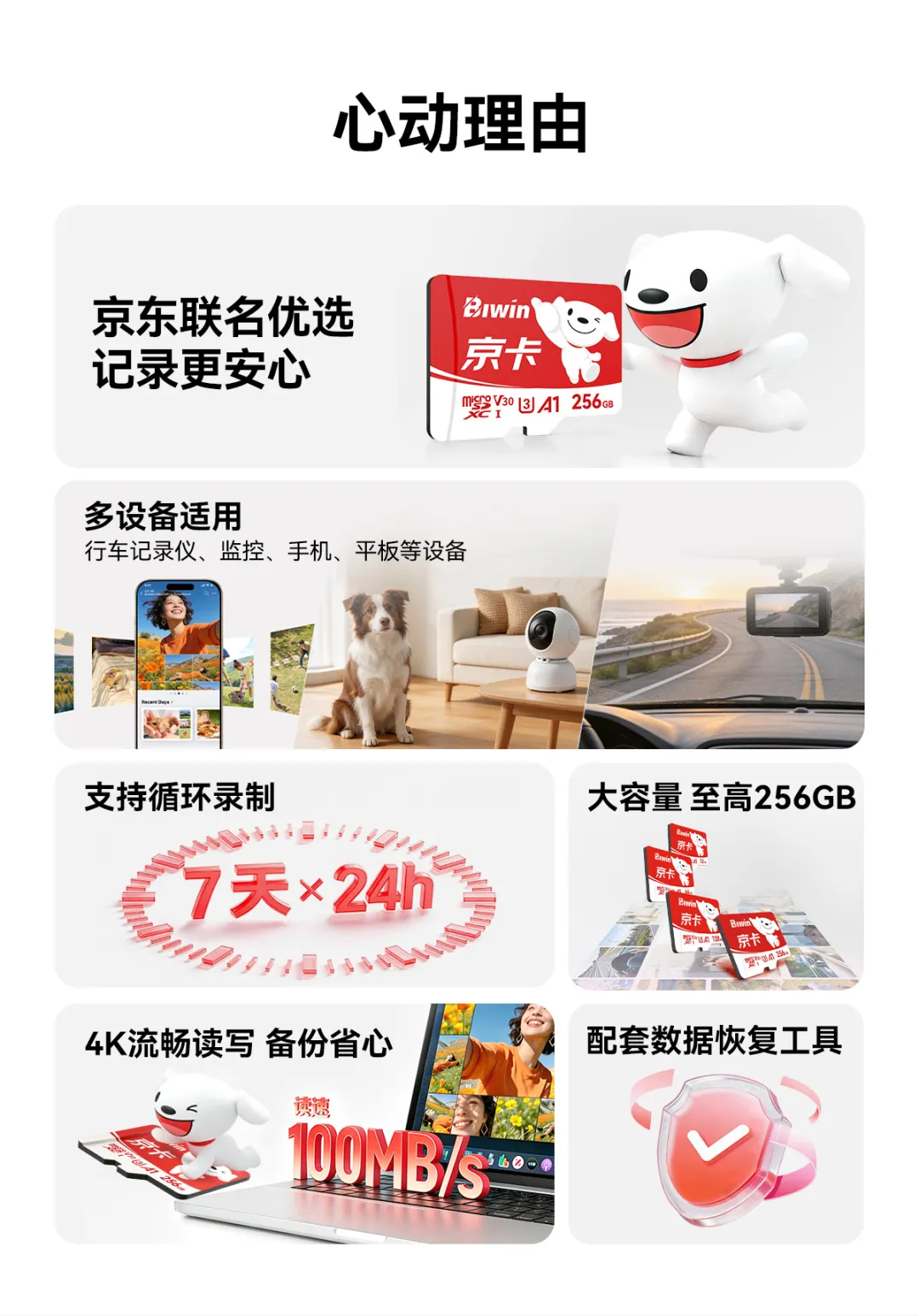 佰维京东 JOY 联名京卡 BJ100 microSD 存储卡开售:100MB/s 顺序读取,49.9 元起