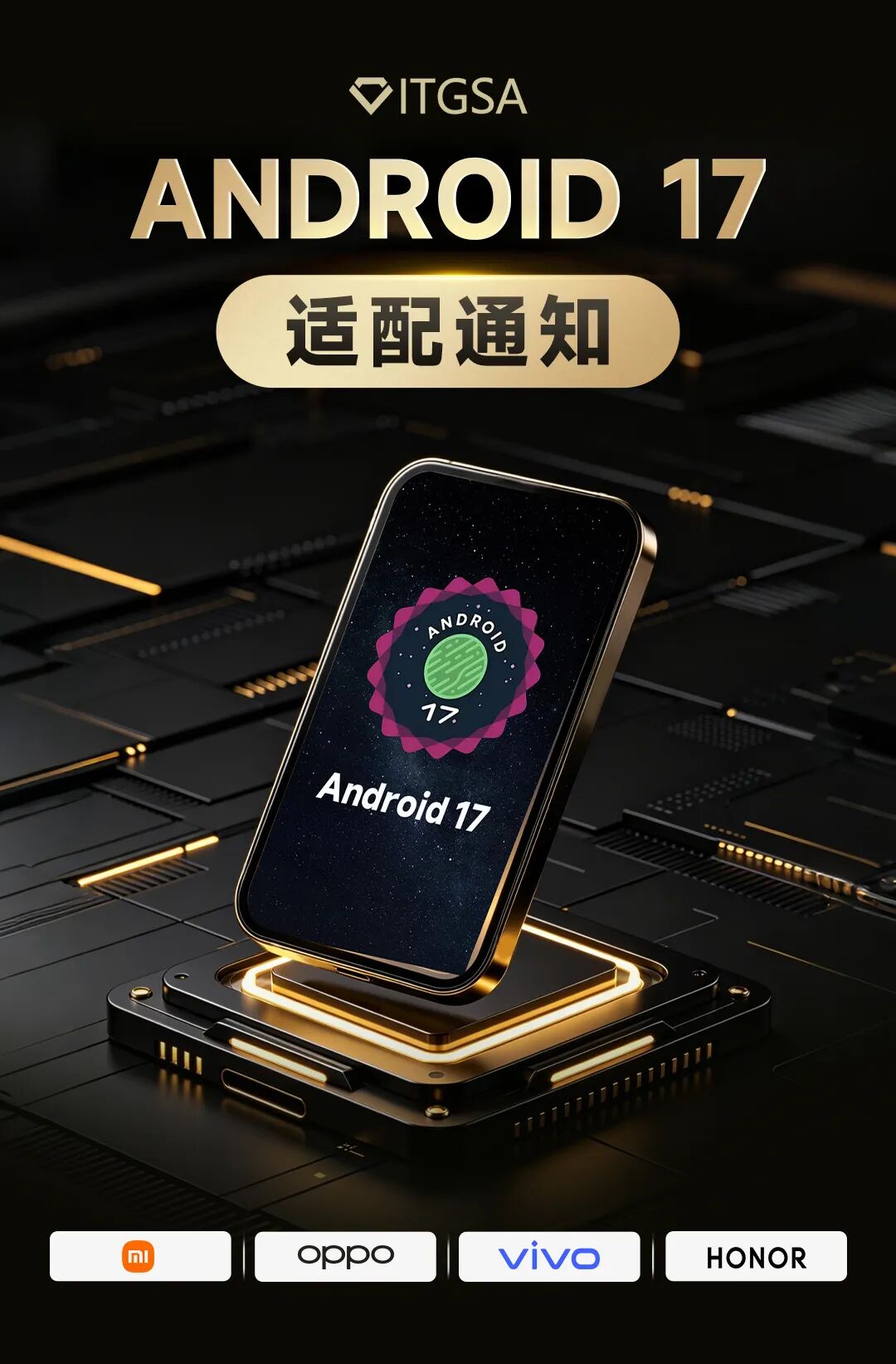 金标联盟成员小米、OPPO、vivo、荣耀发布 Android 17 适配公告,呼吁开发者在 7 月 1 日前完成适配