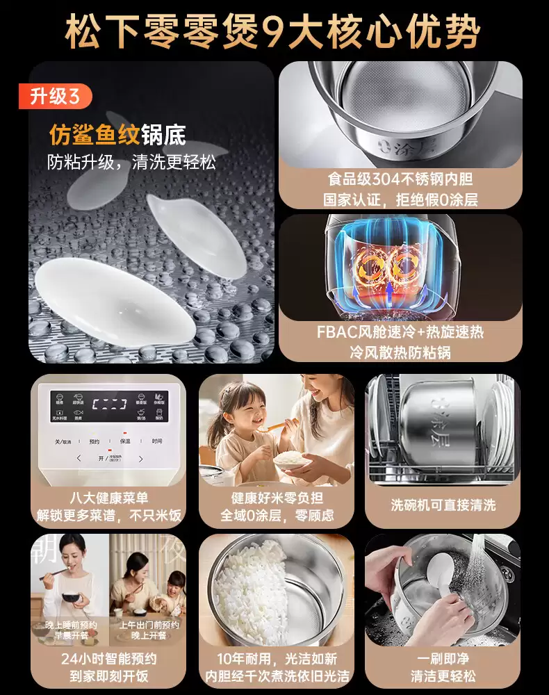 Double IH 热旋速热 + FBAC 风舱速冷:松下 Xtra 零零煲电饭煲 899 → 378 元新低