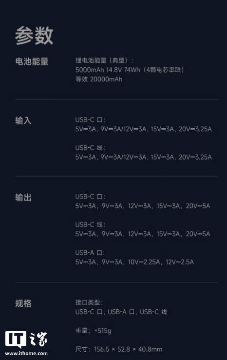 新 3C 认证：闪极 165W 自带线能量棒 299 元 24 期免息，20000mAh 可上飞机