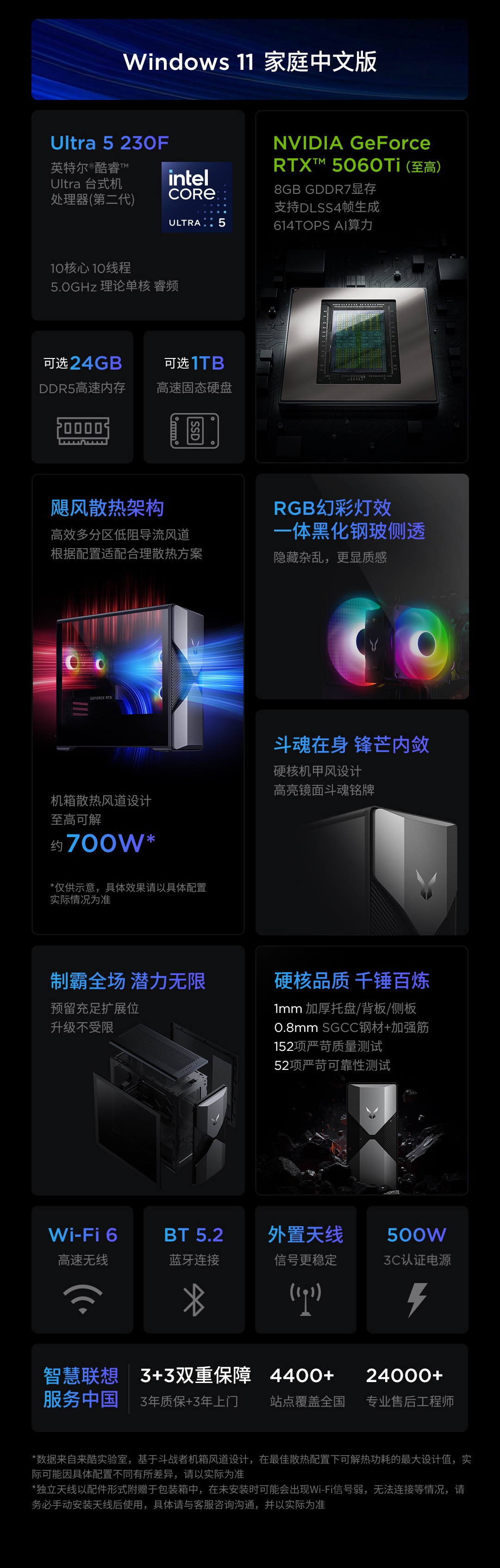 联想斗战者锋 7000 系列台式机新增配置:Ultra 5 230F、RTX 5060/5060 Ti,7899 元起
