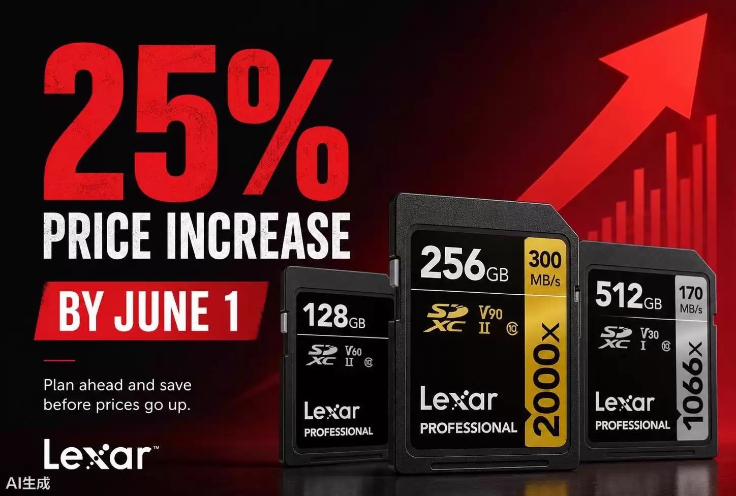 消息称雷克沙存储卡产品6月1日起涨价，涨幅最高25%