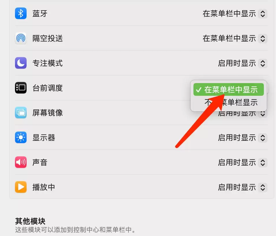 Mac台前调度怎么加入菜单栏? Mac系统在菜单栏中显示台前调度的技巧