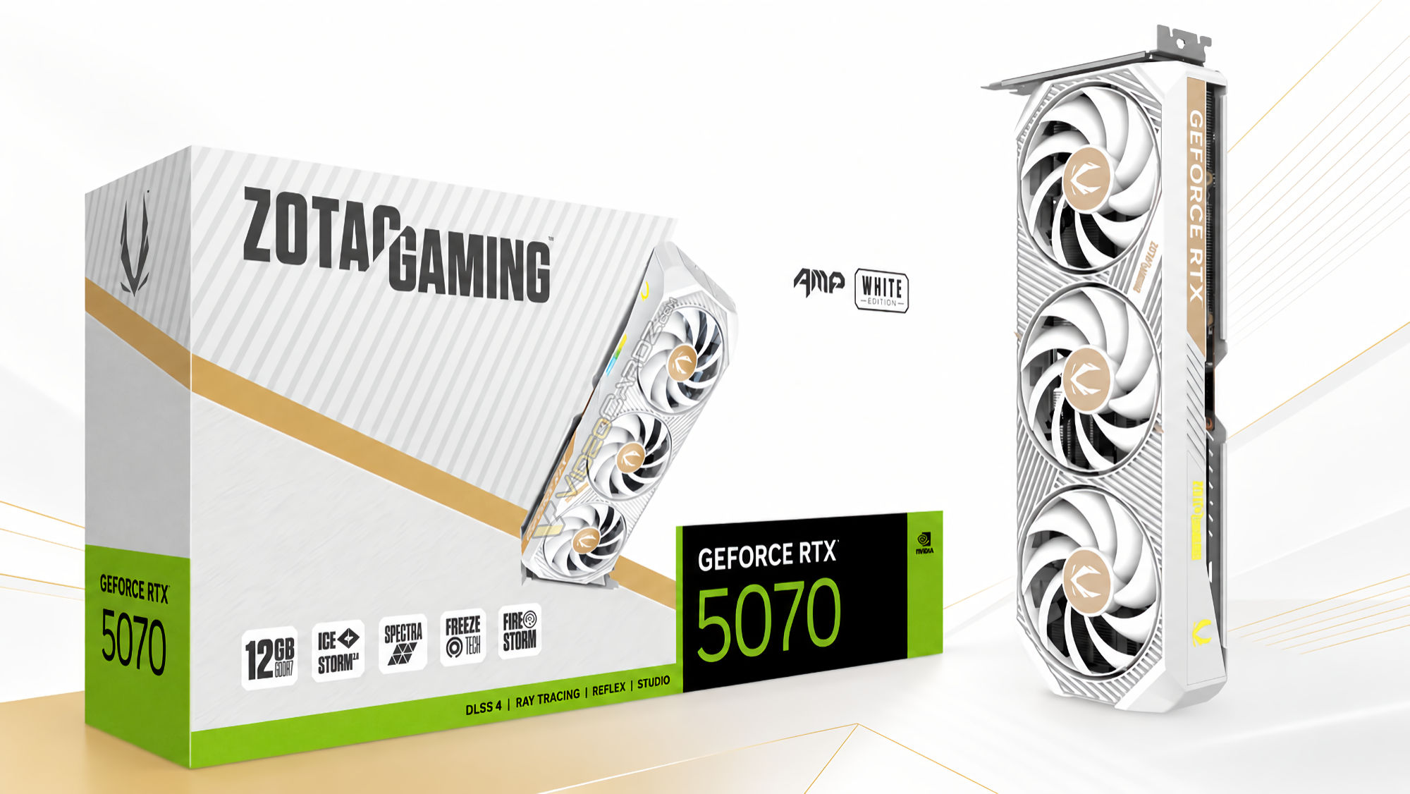 索泰悄然发布 GeForce RTX 5070 AMP 白色版显卡,双槽设计配 12GB GDDR7 显存