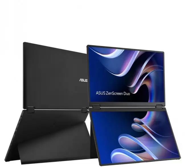 华硕发布 ZenScreen Duo MB14FCD 双屏便携显示器：双 14 英寸 16:10 FHD IPS 面板、360° 转轴